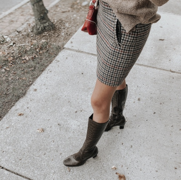 Croc Effect Heeled Boots